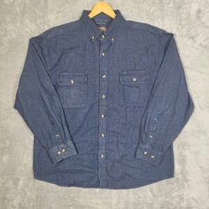 CE SCHMIDT WORKWEAR Shirt Mens XL Blue Denim Button Down 100% Cotton Long Sleeve